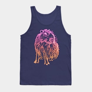 Pink and orange neon ombre capybara Tank Top